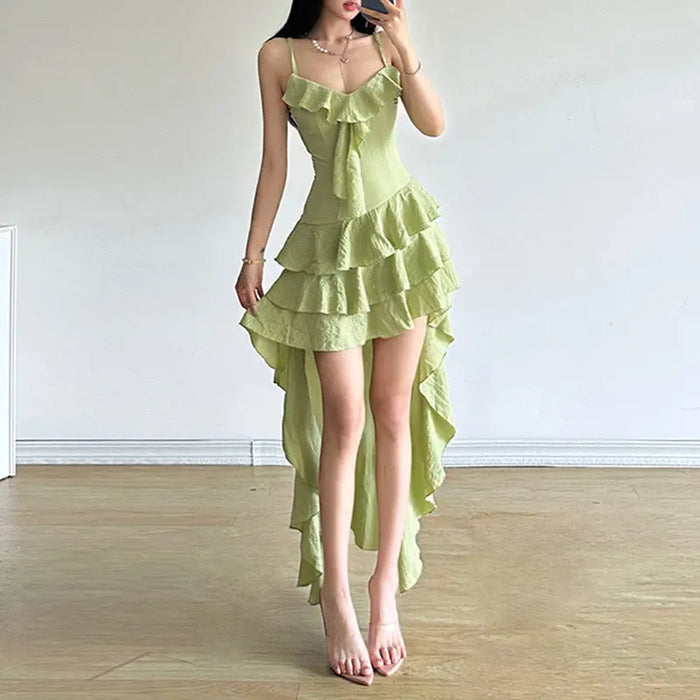 Asymmetrical Ruffle Dress fashionnsio