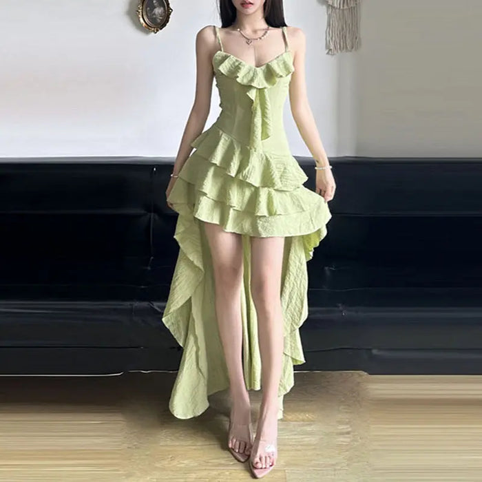 Asymmetrical Ruffle Dress fashionnsio
