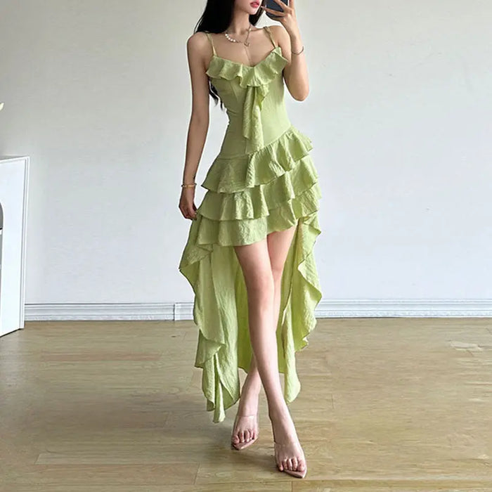 Asymmetrical Ruffle Dress fashionnsio