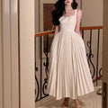 Pleated White Korean Dress fashionnsio