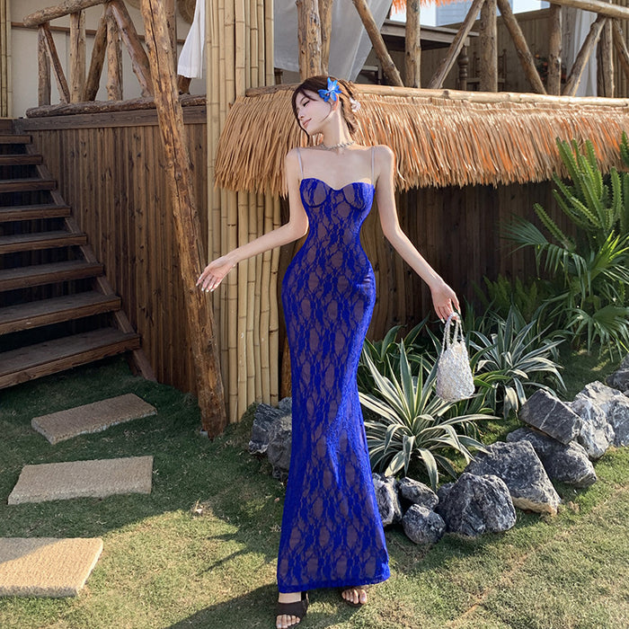 Lace Backless Long Dress - Fashionnsio
