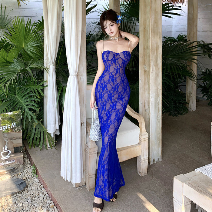 Lace Backless Long Dress - Fashionnsio