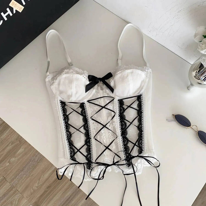 Lace Bow Corset Top fashionnsio