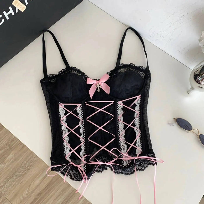 Lace Bow Corset Top fashionnsio