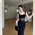 Lace Fishbone Long Dress - Fashionnsio
