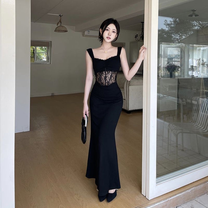 Lace Fishbone Long Dress - Fashionnsio