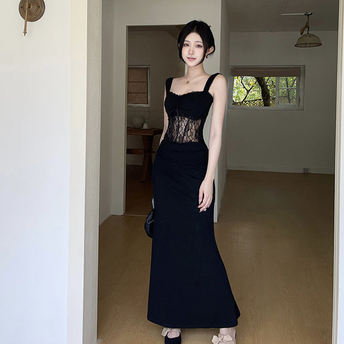 Lace Fishbone Long Dress - Fashionnsio