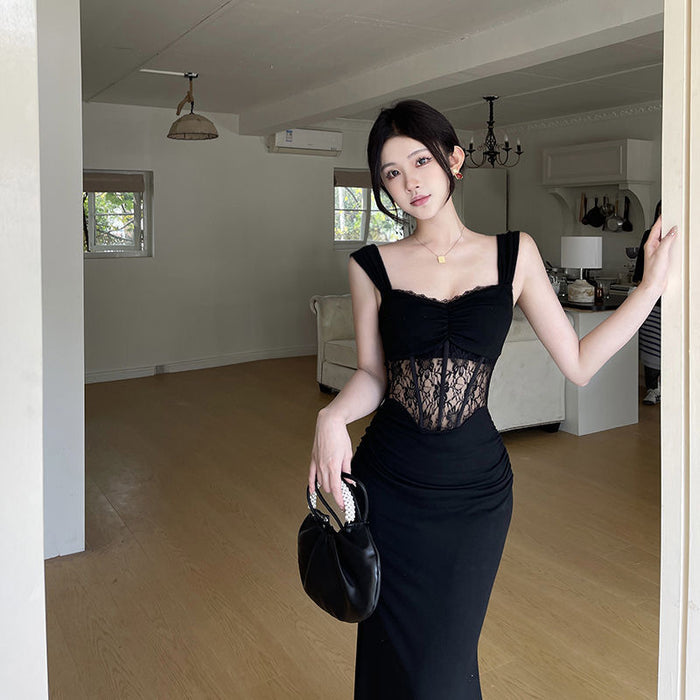 Lace Fishbone Long Dress - Fashionnsio
