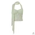 Lace Halter Scarf Crop Top - Fashionnsio