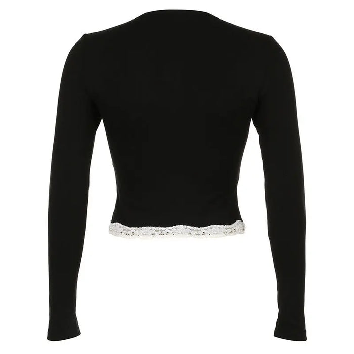 Bow Lace Long Sleeve Crop Top fashionnsio