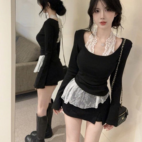 Lace Long Sleeve Top - Fashionnsio