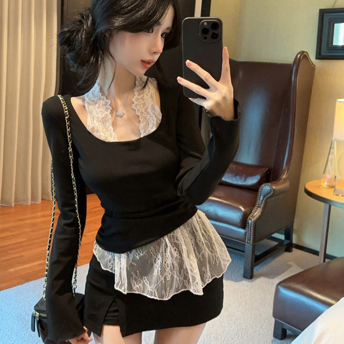 Lace Long Sleeve Top - Fashionnsio