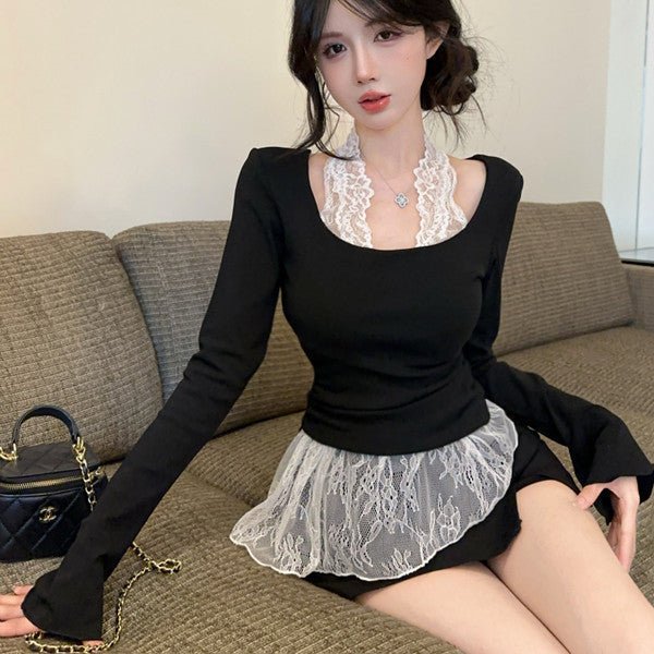 Lace Long Sleeve Top - Fashionnsio
