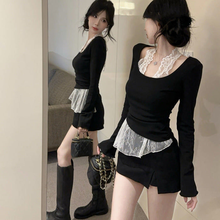 Lace Long Sleeve Top - Fashionnsio