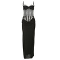 Lace Mesh Long Corset Dress - Fashionnsio