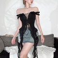 Lace Off Shoulder Ruffle Top fashionnsio