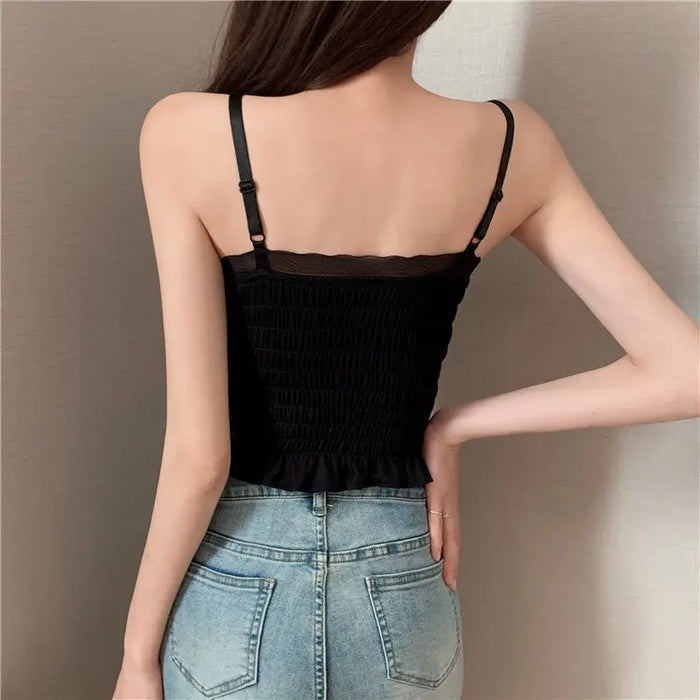 Lace Padded Pleated Top fashionnsio