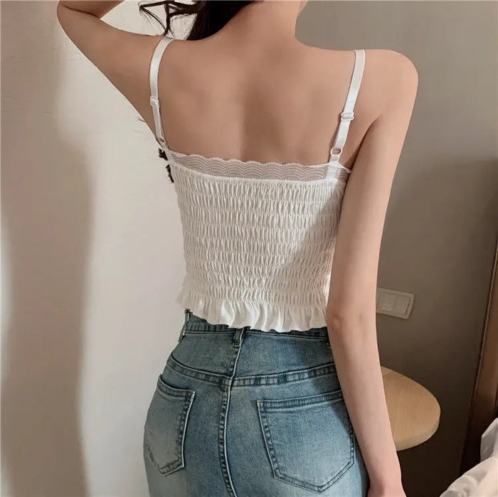Lace Padded Pleated Top fashionnsio