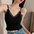 Lace Padded Pleated Top fashionnsio