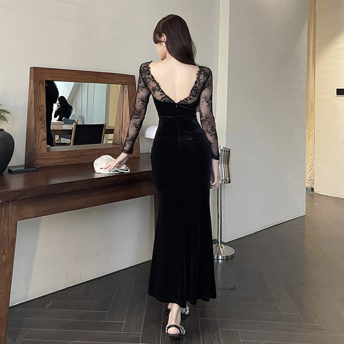 Lace Patchwork Bodycon Dress - Fashionnsio