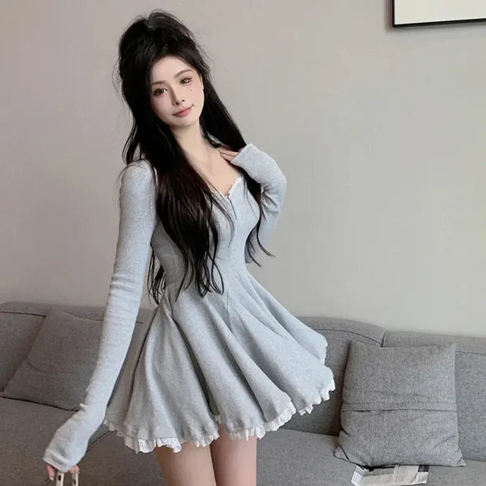 Korean Pleated Patchwork Dress fashionnsio