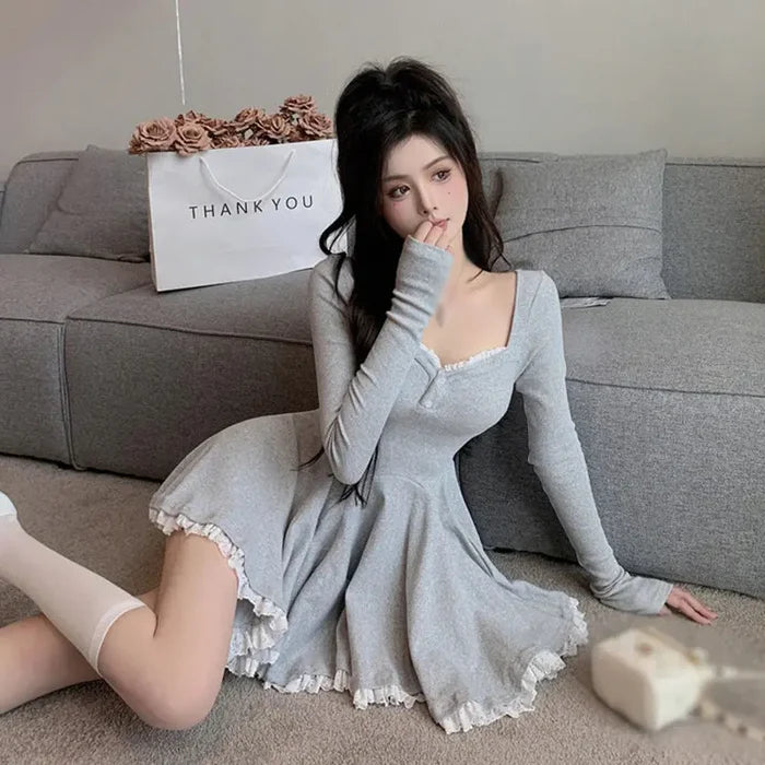 Korean Pleated Patchwork Dress fashionnsio