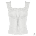 Lace Trimmed Fitting Bow Top - Fashionnsio