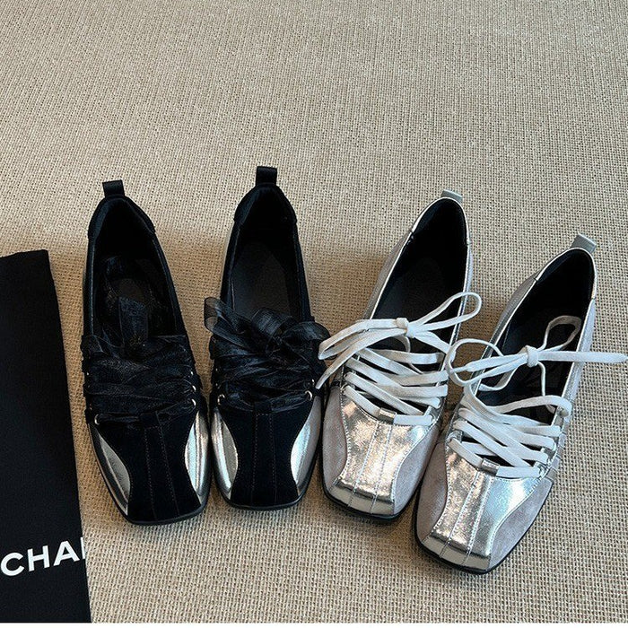 Lace Up Ballet Flats - Fashionnsio