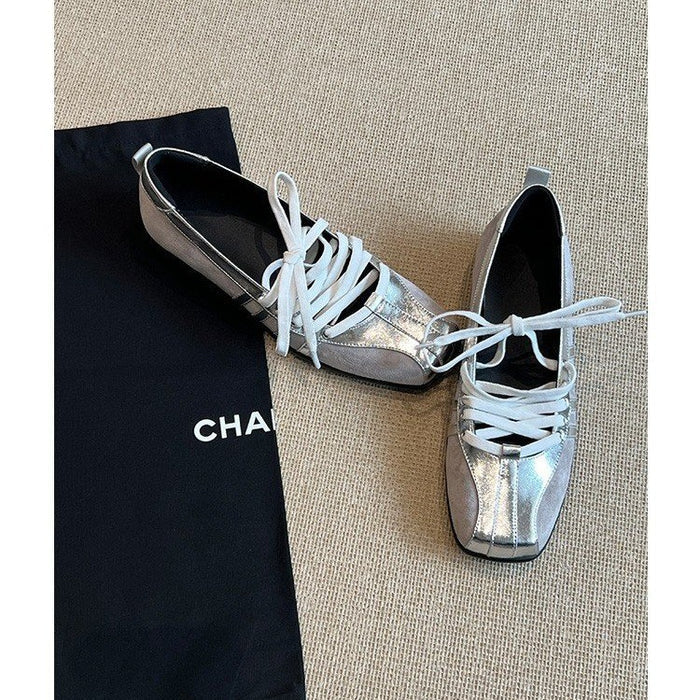Lace Up Ballet Flats - Fashionnsio