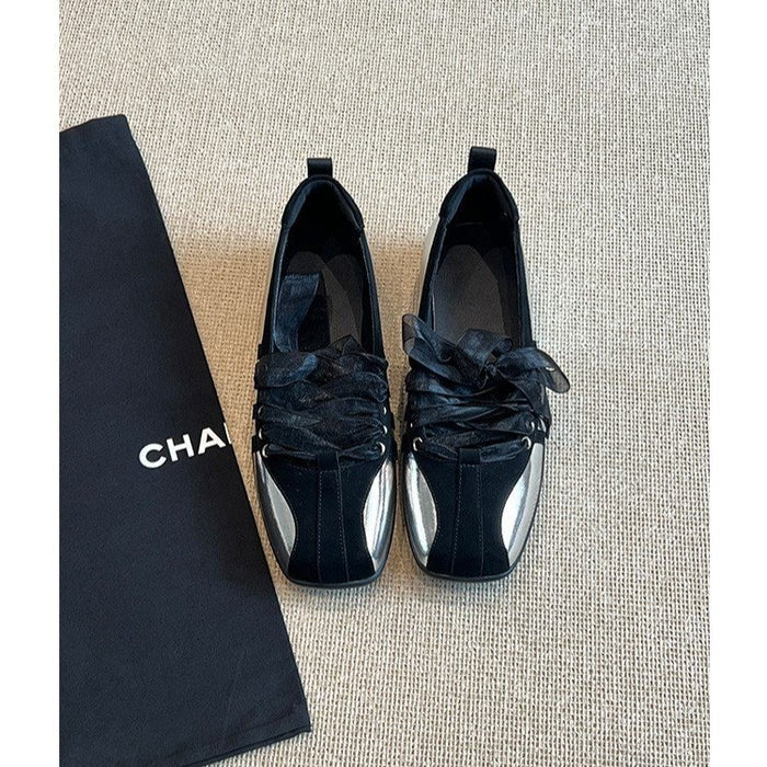 Lace Up Ballet Flats - Fashionnsio