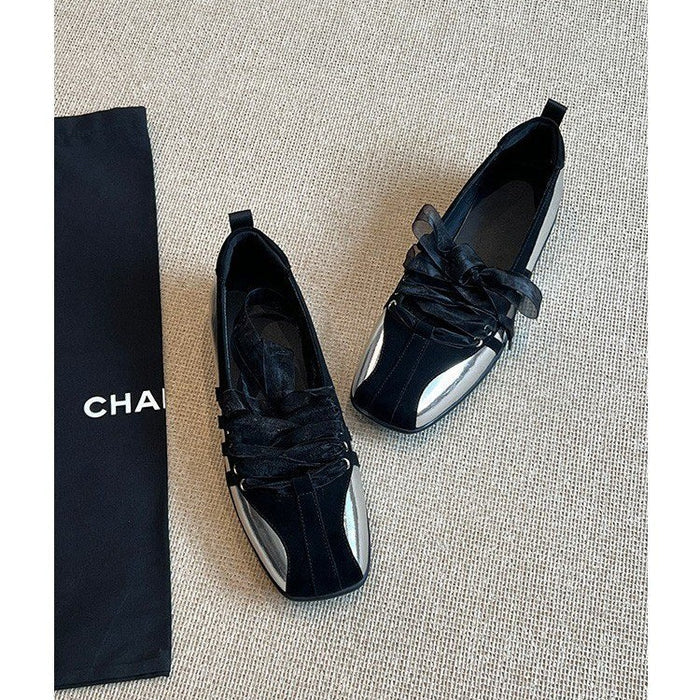 Lace Up Ballet Flats - Fashionnsio