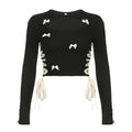 Multi Bow Lace-up Cut-out Top fashionnsio