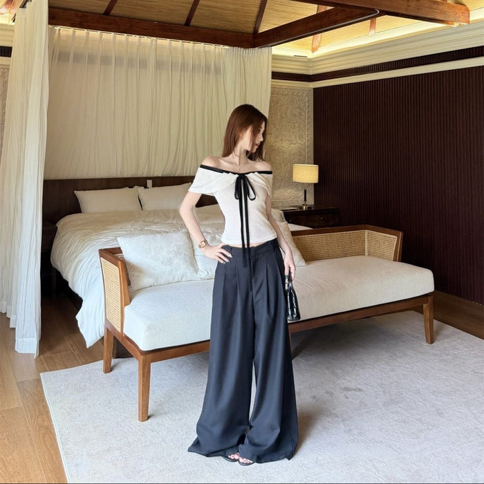Lace-up Off Shoulder Top - Fashionnsio