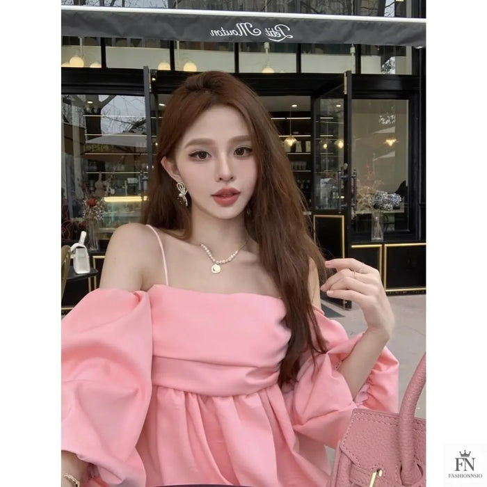 Lantern Sleeve Off Shoulder Top - Fashionnsio