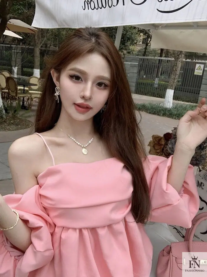 Lantern Sleeve Off Shoulder Top - Fashionnsio