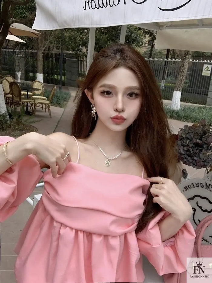 Lantern Sleeve Off Shoulder Top - Fashionnsio