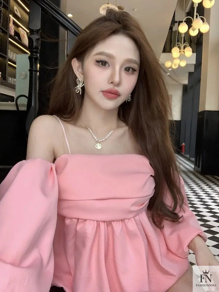 Lantern Sleeve Off Shoulder Top - Fashionnsio