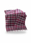 Large Irish Picnic Blanket Berry Red Grey Windowpane