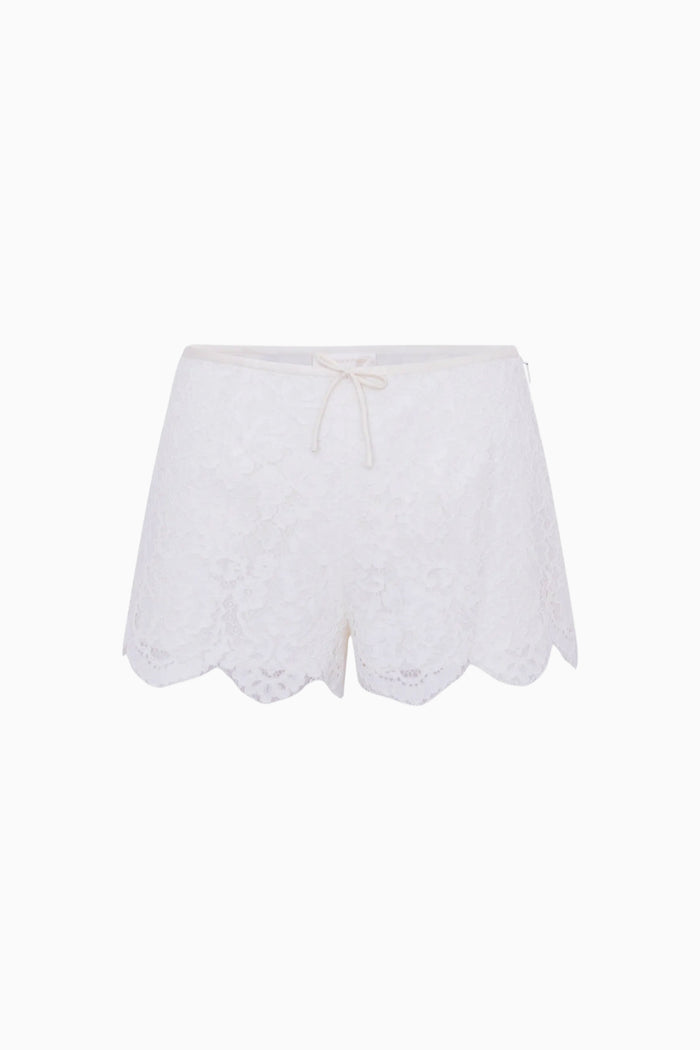 White lace shorts on a white background