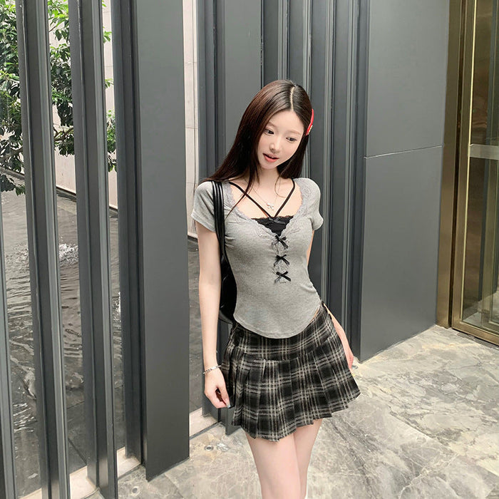 Layered Lace Bow Top - Fashionnsio