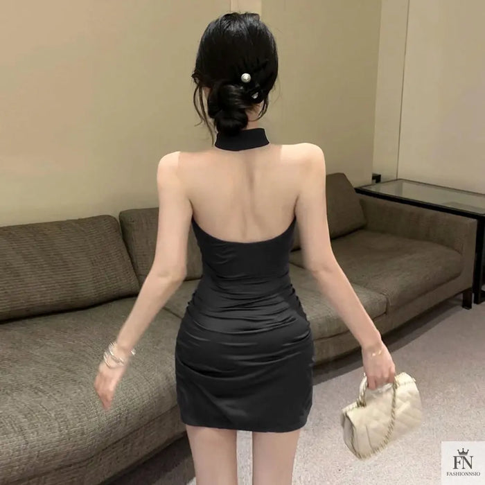 Leopard Print Tie Bodycon Dress - Fashionnsio