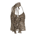 Leopard Print Top With Scarf - Fashionnsio