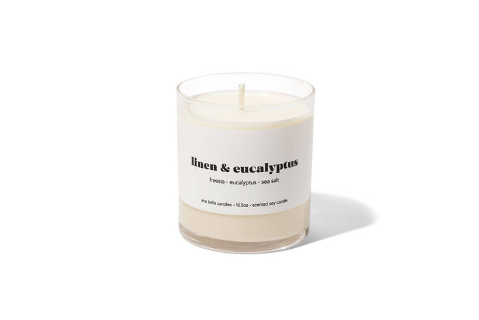 Linen and Eucalyptus Soy Candle 4oz Gold Tin