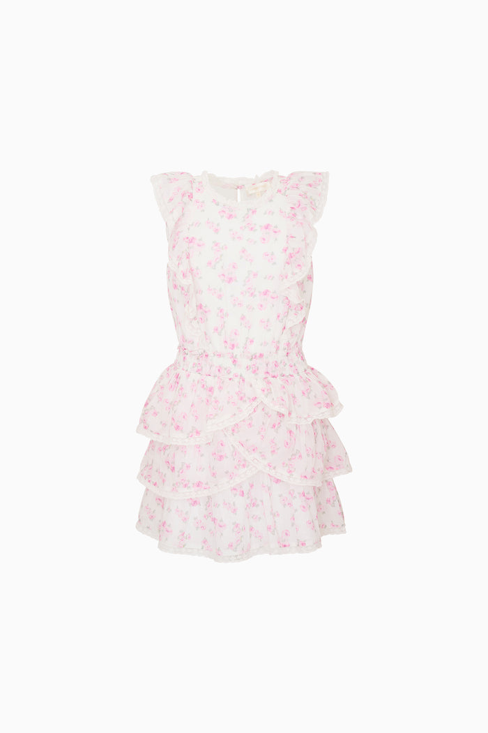 Pink floral dress on a white background