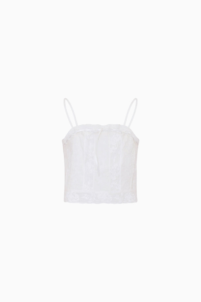 White lace camisole on a white background
