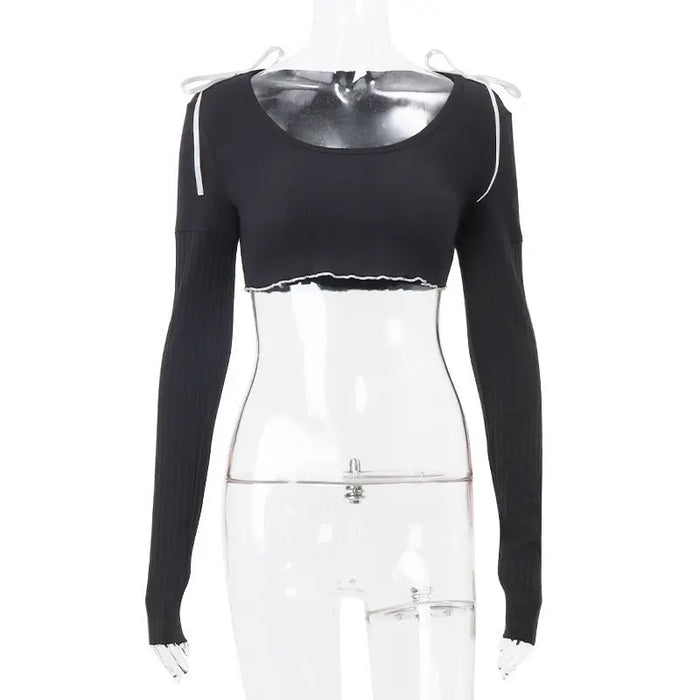 Bow Long Sleeve Crop Top fashionnsio