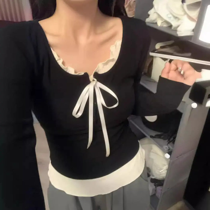 Coquette Frill Lace Bow Top fashionnsio