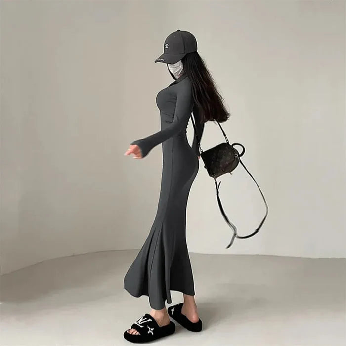 Mermaid Zipper Slim Bodycon Dress fashionnsio