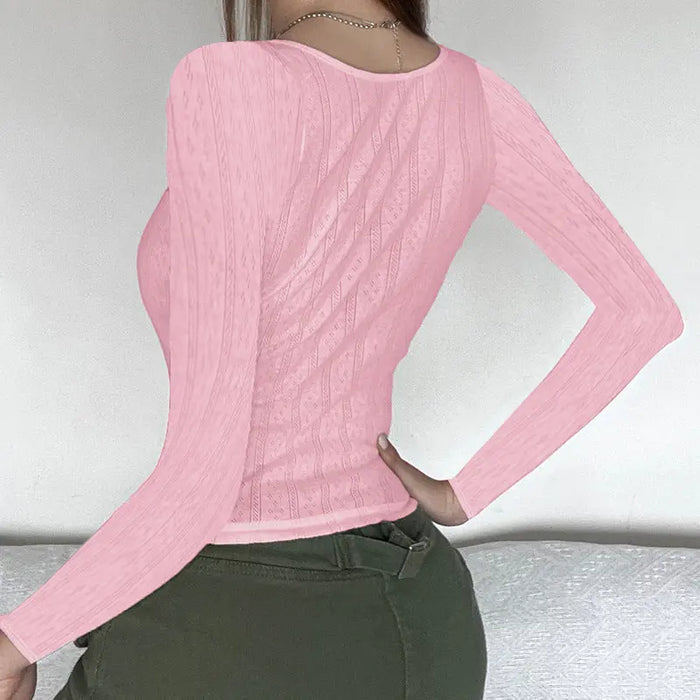 Bow Knitted Long Sleeve Coquette Top fashionnsio