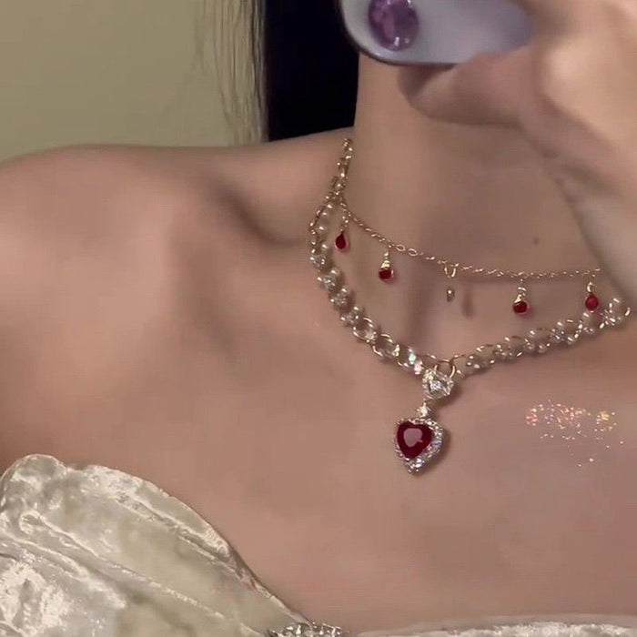 Love Pearl Double Layer Necklace - Fashionnsio